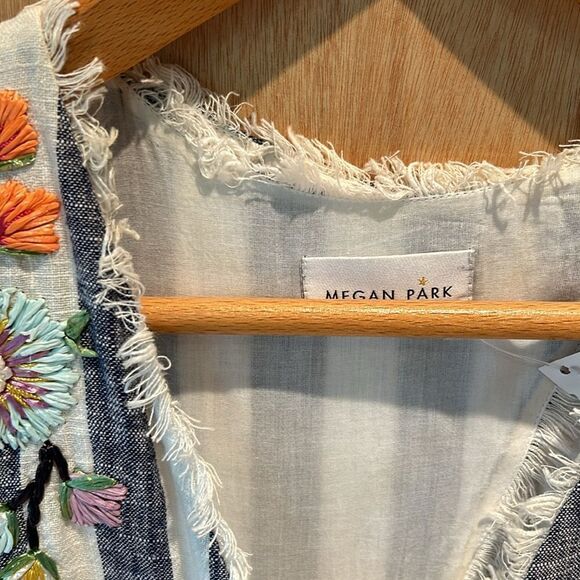 Megan Park Dress Chevron striped sleeveless embroidered maxi back zip cut out 0 - Picture 15 of 17